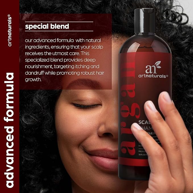 ArtNaturals Therapeutic Argan Shampoo - (16 Fl Oz / 473ml) - Natural and Organic Coal Tar with Argan Oil - Treatment Helps Anti-Itchy Scalp, Symptoms of Psoriasis, Eczema - Sulfate Free