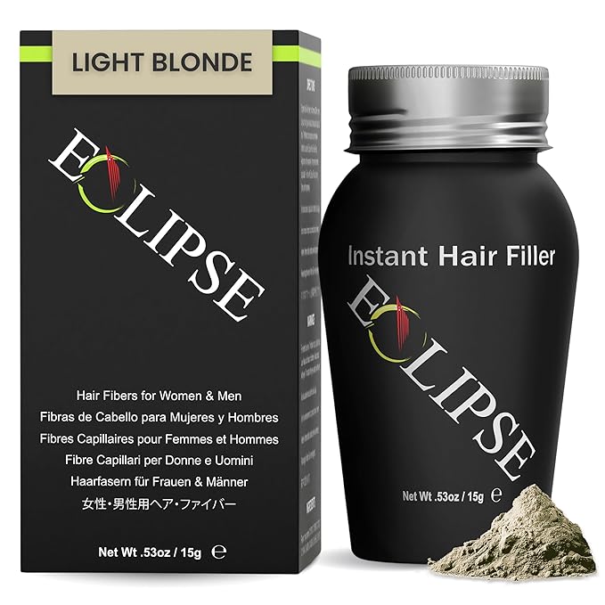 ECLIPSE Hair Fibers Light Blonde for Thinning Hair for Women & Men to Conceal Hair Loss in 15 Seconds - 100% Undetectable Hair Building Fibers, 15g