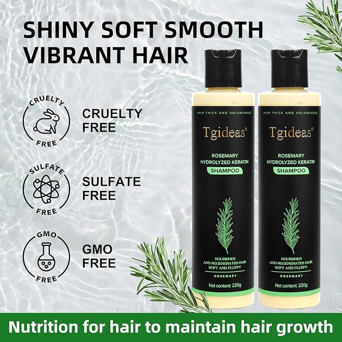 Tgideas Rosemary Biotin Shampoo - Volumizing, Sulfate-Free, for Thinning, Dry, Damaged Hair, Vegan, Color-Safe, 7.4 fl oz