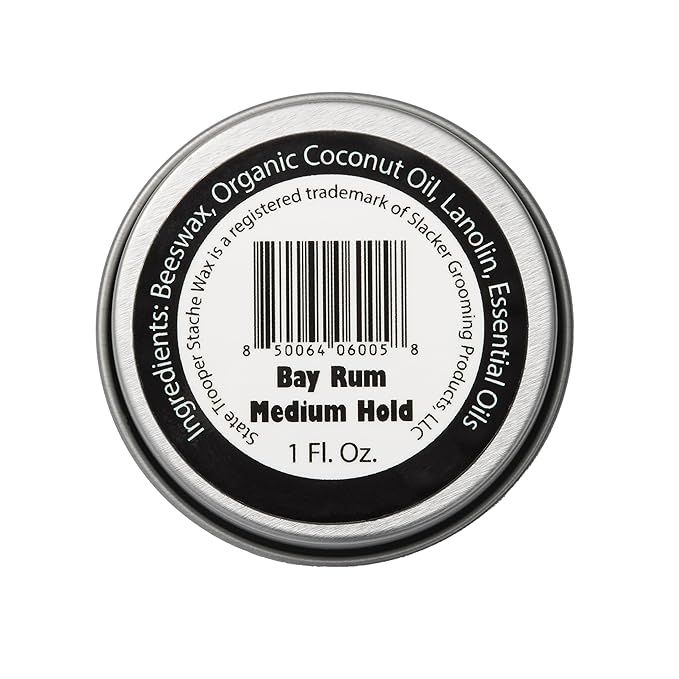 Mustache Wax - Medium Hold - Bay Rum Scent - One Ounce Tin