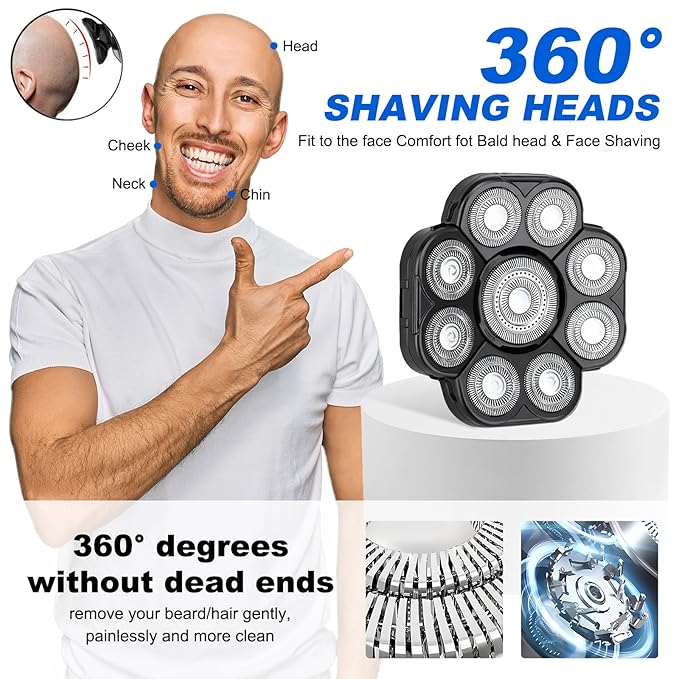 9 Blades Shaver Head - 2 Pack Men's Electric 9D Shaver Replacement Heads Universal Replacement Blade Head Electric Razor for men,black