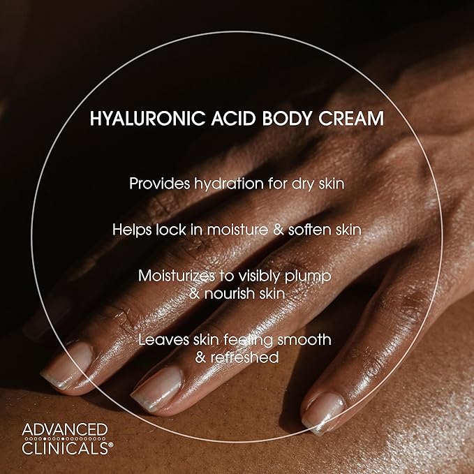 Advanced Clinicals Hyaluronic Acid Face Moisturizer Gel Cream + Hyaluronic Acid Body Cream 2pc Hydrating Skincare Set For Women & Men To Reduce Appearance Of Dry Skin, Wrinkles, & Fine Lines, 2pc Set