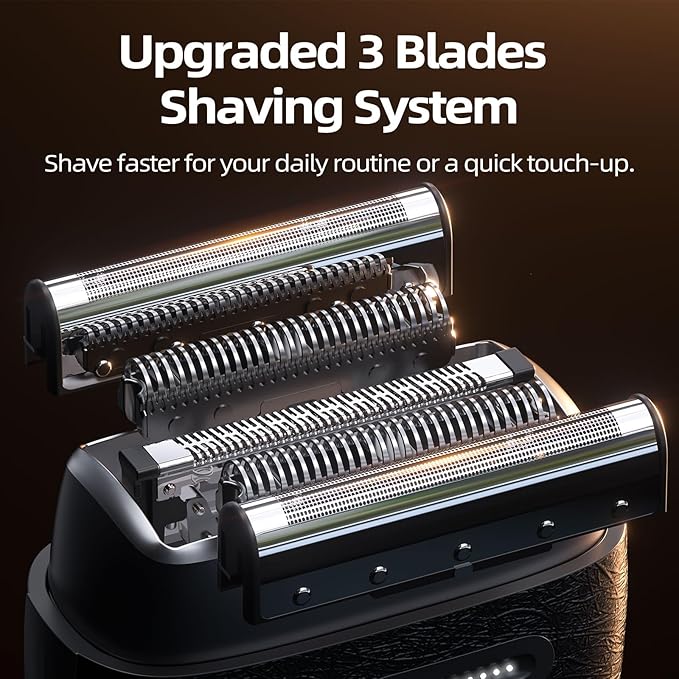 Electric Foil Shavers for Men, 3 Floating Blades for Close & Clean Shaving, Mini Electric Razor with Precision-Compact Body, Waterproof, 90 Min Runtime, Travel Lock (silverblack, 2025)