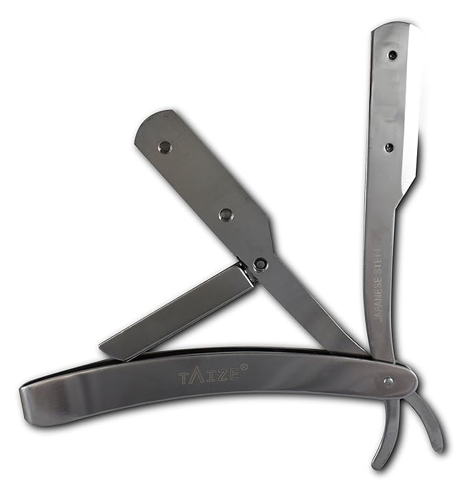 TAIZE - Straight Razor - Silver Titanium - Professional Barber-Percent Stainless Steel- 5''