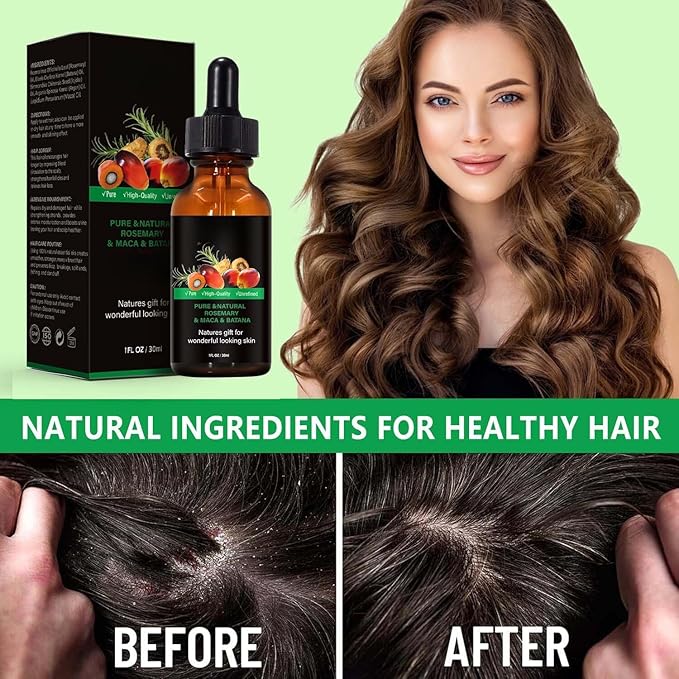 Rosemary & Batana Oil - Blended with Jojoba & Argan Oil - 100% Organic Essential Oil for Hair Natural Scalp Treatment (2 Pcs)