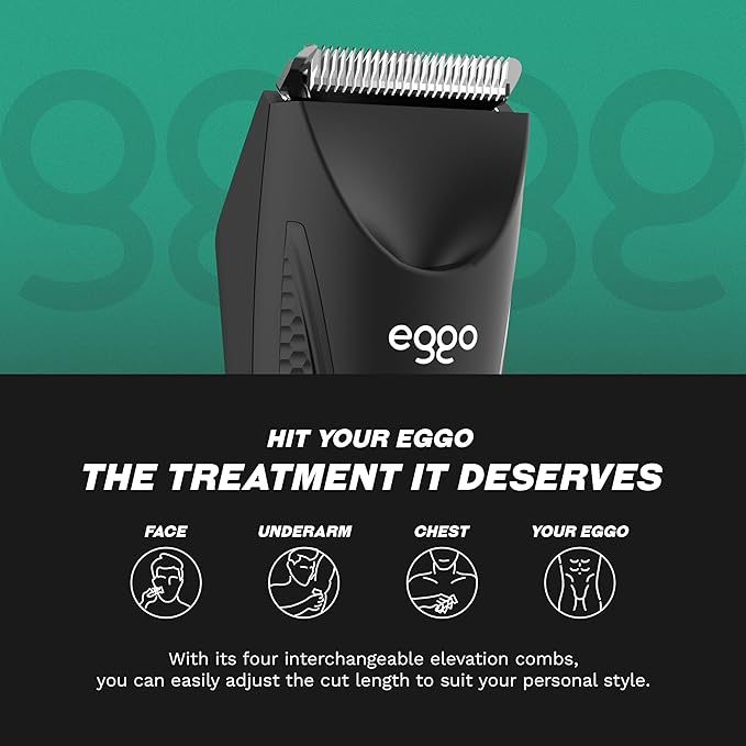 GA.MA Italy Eggo Body Trimmer for Men, Ceramic Blade for Sensitive Areas, LED Light, USB Rechargeable, 5600 RPM, Cordless Full Body Groomer with Guide Combs