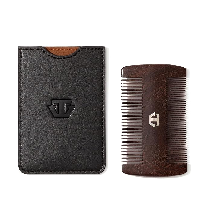Sandalwood Beard Comb for Men with Mother of Pearl Inlay, Premium Grooming Wood & Wooden Comb for Beard and Mustache