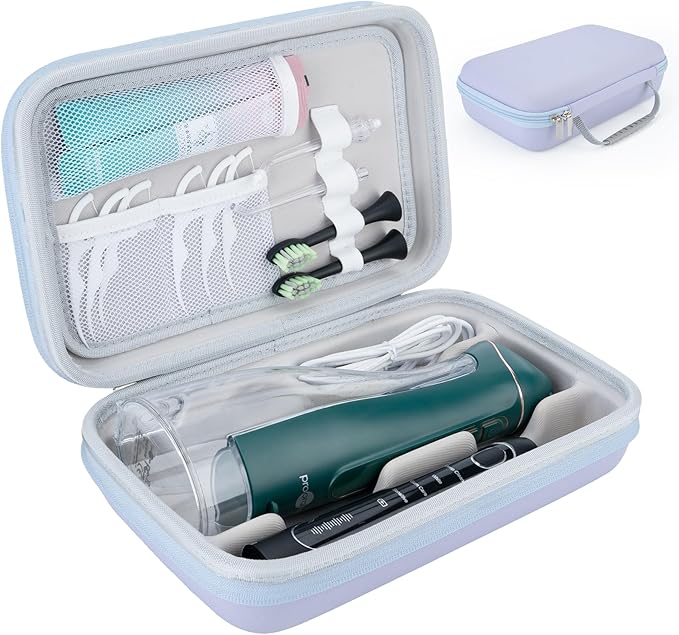 Water Flosser Travel Case, Portable Oral Irrigator Organizer, Sturdy Storage Case for Flosser, Electric Toothbrush, Toothpaste and Irrigator Accessories (Case Only) - Purple