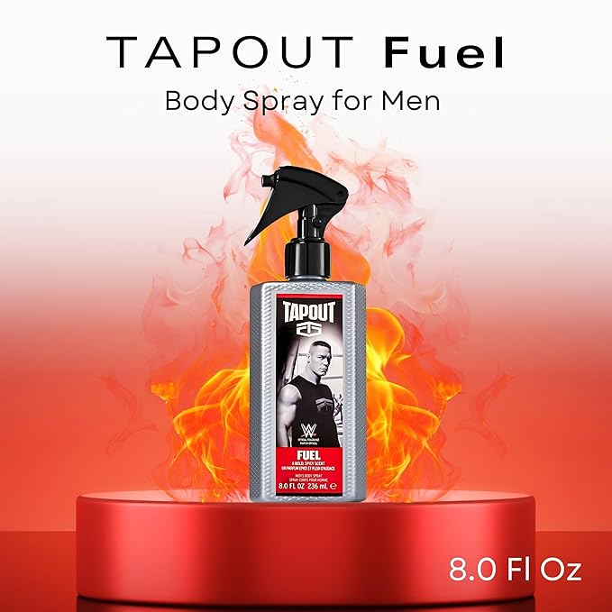 Tapout Fuel Body Spray Perfume for Men Refreshing Fragrance, 8 oz