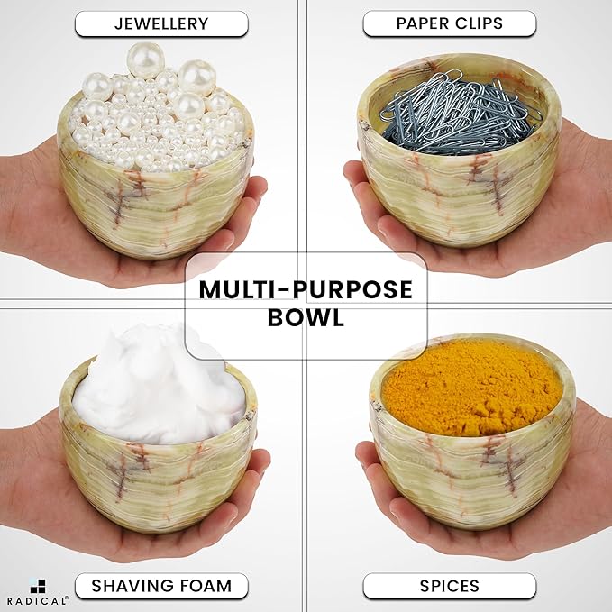 Radicaln Marble Shaving Bowl 3" Inch Green Onyx Handmade Soap Dish for Shaving Cream & Shave Soap, Barber Supplies Stone Bowl for Men’s Grooming Accessories