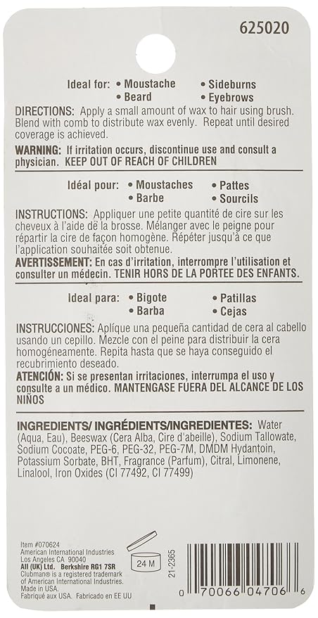 Ardell Clubman Pinaud Moustache Wax with Free Brush/Comb Applicator Brown,0.5 Ounce (Pack of 2)