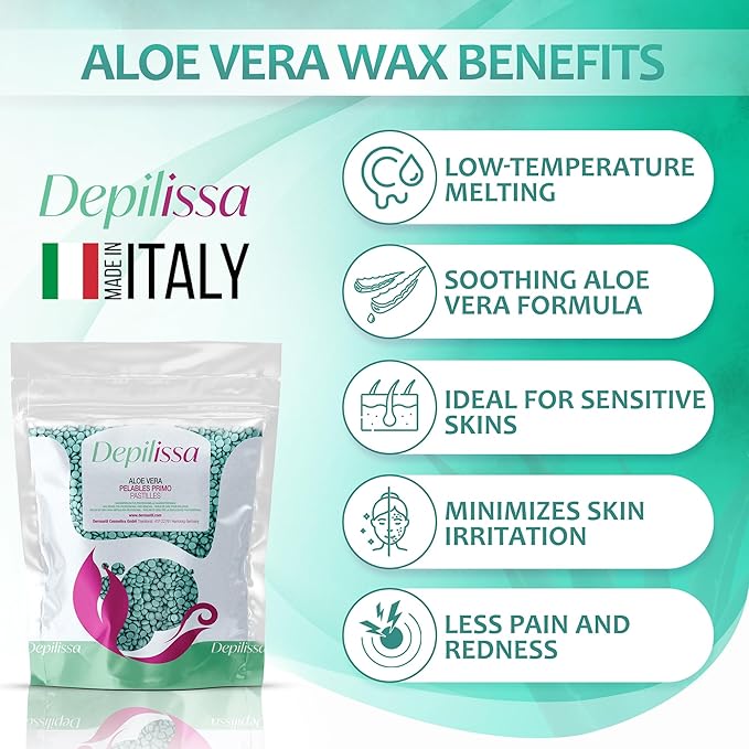 Aloe Vera TIO2 Wax Beads for Hair Removal, 14.1 oz No Strips needed Suitable for All Skin Types Face Armpits Arms Legs Bikini Area and Brazilian Waxing Full Body Hair Removal