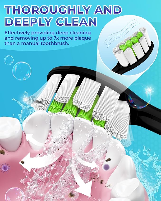 Replacement Toothbrush Heads Compatible with Philips Sonicare：10 Pack Soft Replacement Electric Brush Head Compatible with Phillips Sonicare Plaque Control Snap-on(with Protective Cover)
