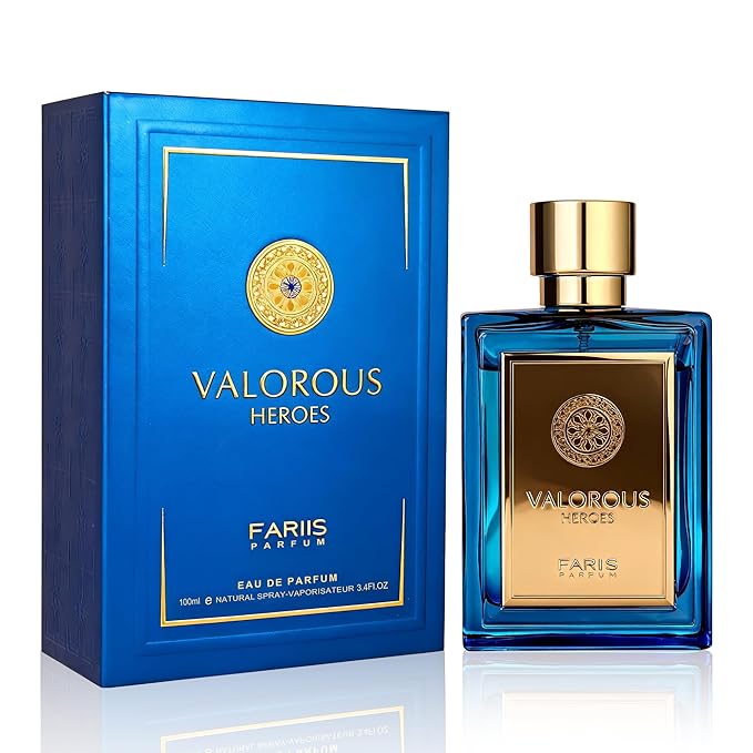 Valorous Heroes Eau de Parfum for Men, Oud and Vanilla Inspired Fragrance, Floral Mint Opening, Warm Spice Base, Niche Style Scent, 3.4 Fl Oz