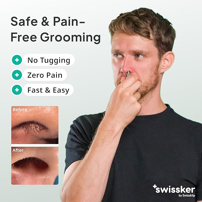 Swissklip Swissker Human Power Nose Hair Trimmer for Men | Manual Nose Hair Trimmer for Women I Stainless Steel Ear Hair Remover for Men & Women I Easy to Use Ear Hair Trimmers