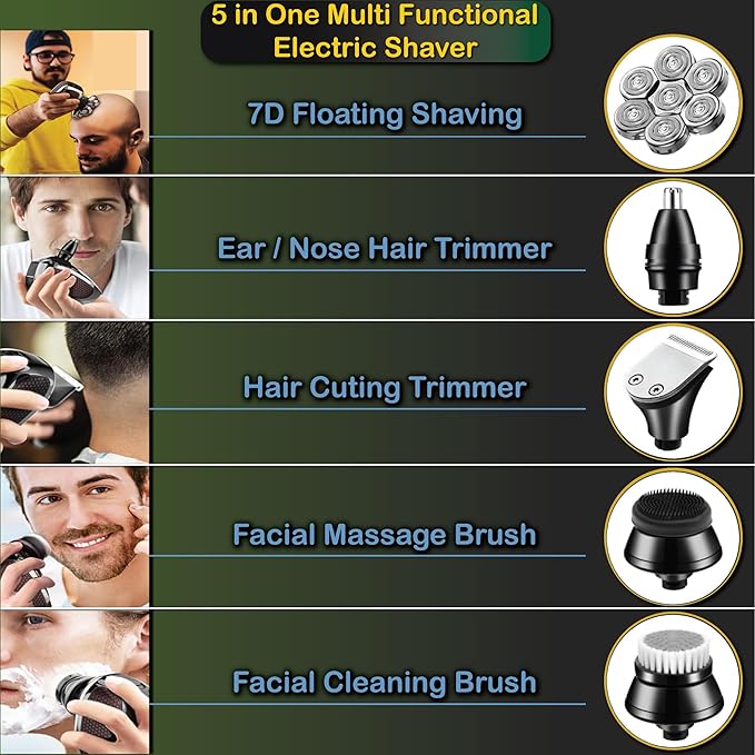 Head Shavers for Bald Men - Upgraded Detachable Men's Electric shavers - IPX6 Waterproof Electric Razor for Men - 7D LED Display Rechargeable Grooming Kit with Type-C Charge