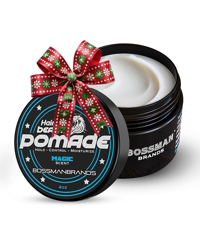Bossman Hair & Beard Pomade for Men (Magic Scent) – Medium Hold & Moisturizing for Hair, Beard & Mustache Styling – Made in USA