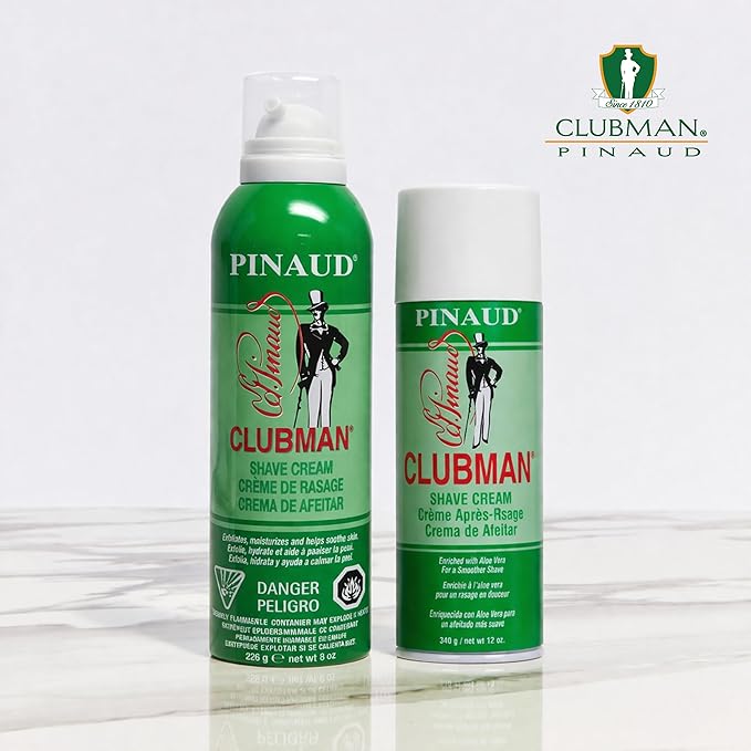 Clubman Shave Cream – Moisturizing & Exfoliating Shaving Cream for Men, Sensitive Skin, Barbershop Grooming, 8 oz