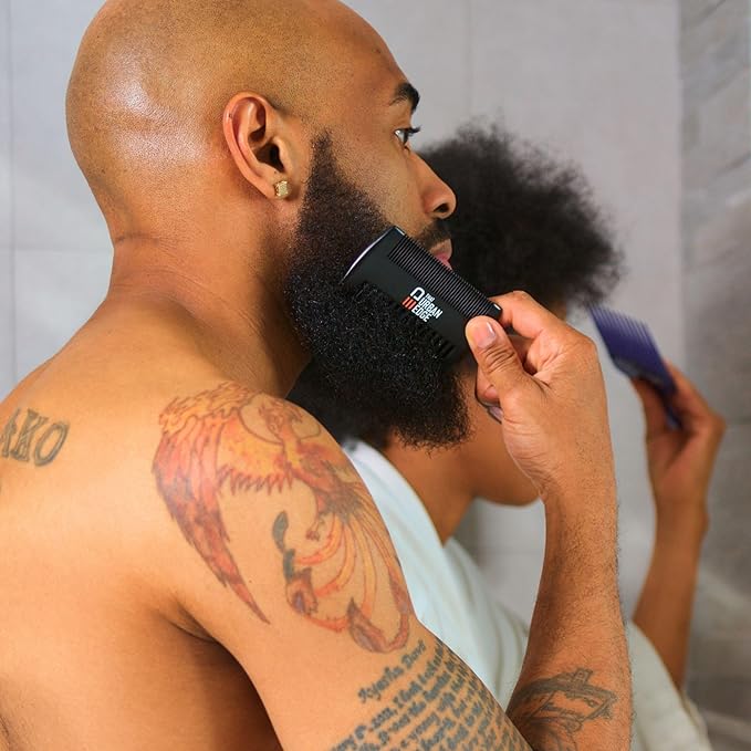 That Urban Edge Wooden Beard Comb for Men | Anti-Static Dual-Sided Wide & Fine Tooth Beard Pick & Mustache Comb | Smooth No-Snag Grooming, Pocket-Size Detangler