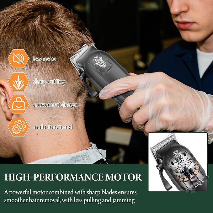 Hair Clippers for Men with LED Power Display, 3-Piece Professional Grooming Kit Includes Hair Clipper, Foil Shaver & Nose Trimmer, Complete Cordless Set for Home Barber Use