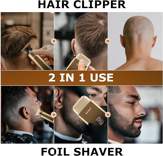KEMEI Foil Shavers,Bald Head Shaver,Electric Razor for Men,with Hair Trimmer Barber Trimmers Waterproof Cordless