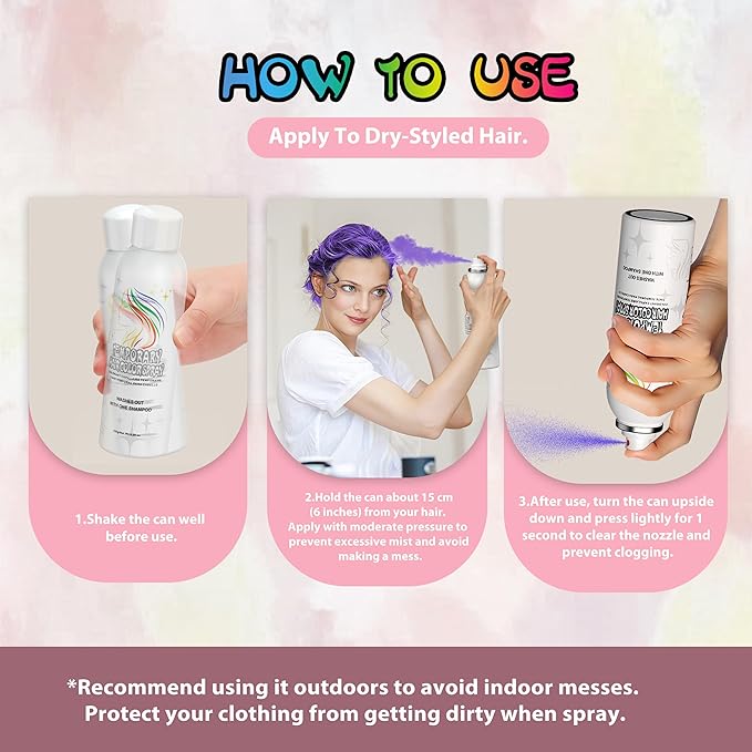 Purple Temporary Hair Color Spray - Gentle Formula, Washable & Non-Sticky | Instant Hair Dye Alternative for Adults | Halloween, Costume, Party Makeup, 150ml