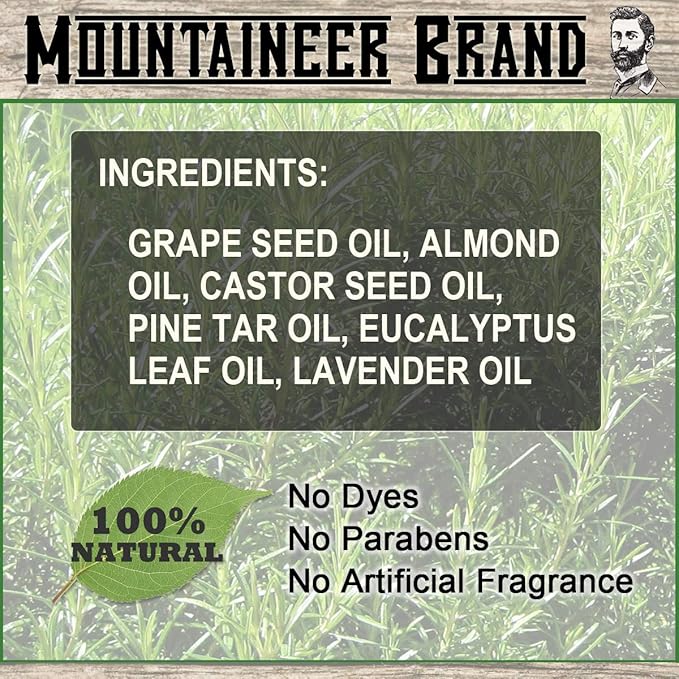 Mountaineer Brand Natural Beard Oil with Pine Tar Scent | Made in West Virgina | Hydrates, Moisturises, Softens & Conditions for Beard Growth | Treats Dry Itchy Beards for Men | 2oz