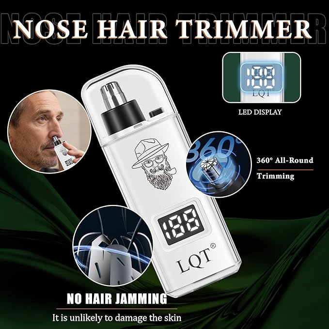 Hair Clippers for Men with LED Power Display, 3-Piece Professional Grooming Kit Includes Hair Clipper, Foil Shaver & Nose Trimmer, Complete Cordless Set for Home Barber Use