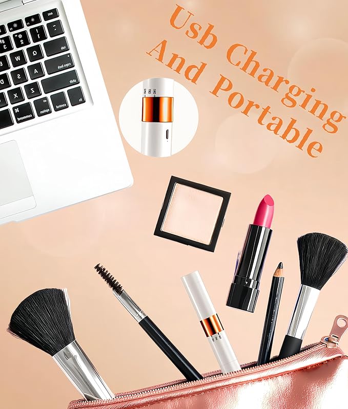 2-in-1 Painless Eyebrow Trimmer & Flawless Facial Hair Remover for Women - Gentle Dual Head Design for Brows, Lip, Chin, Cheeks - Rechargeable Type-C(White)