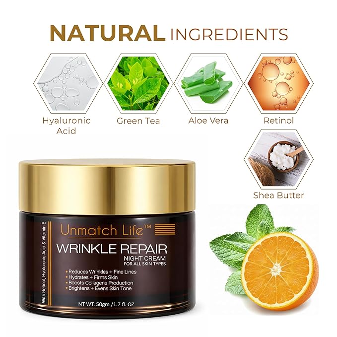 Wrinkle Repair Face Moisturizer, Anti-Aging Face cream with Collagen & Hyaluronic Acid, Retinol Cream for Face, Moisturizer for Dry & Aging Skin, Neck Tightening & Skin Firming Cream for Women & Men