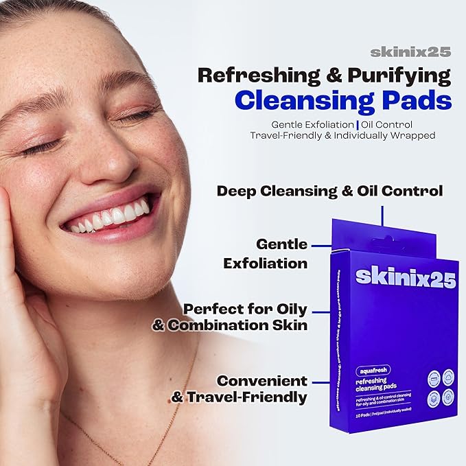 Aquafresh Facial Cleansing Pads – 40 Individually Wrapped Cotton Wipes for Oily & Combination Skin | On-the-Go Face Wipes for Travel, Gym & Daily Skincare