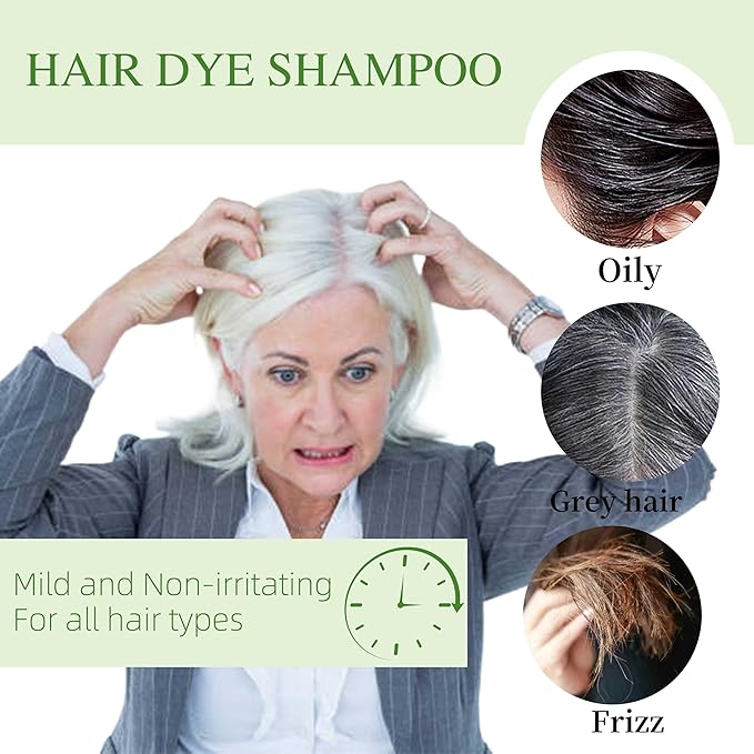 Hair Dye Shampoo 3 in 1 for Gray Hair Coverage, Herbal Ingredients Natural Shampoo Hair Dye for Women & Men/PDD-Free 520m（Brown）