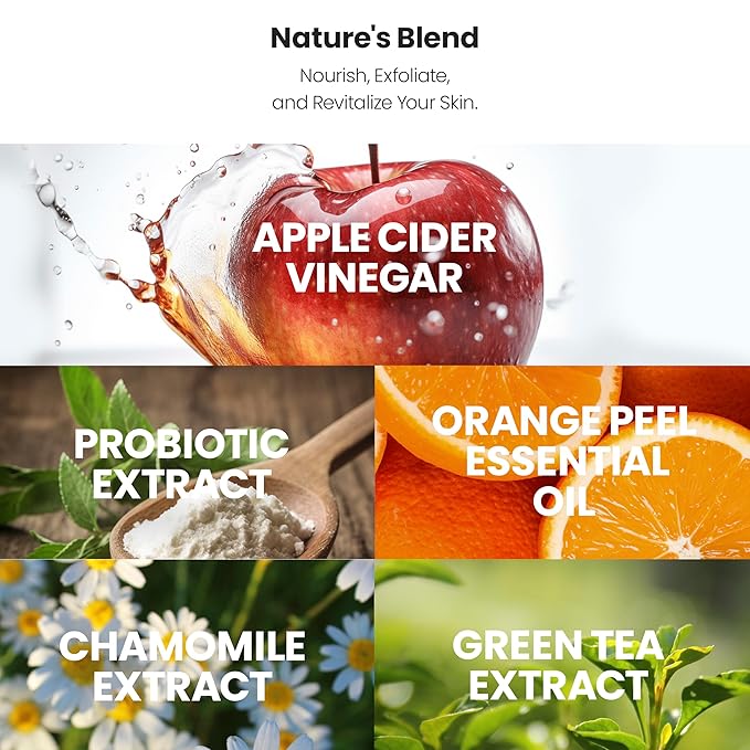 AppleBiotic Apple Cider Vinegar Face Wash - Exfoliating Face Wash, Hydrating Gel Foaming Facial Cleanser, Fragrance Free, 6oz