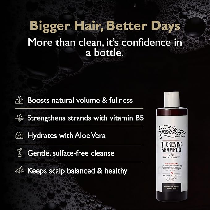 Thickening Shampoo – Volumizing and Strengthening Formula with Aloe Vera & Pro-Vitamin B5 11.83 oz (1-pack, Saffron Ember)