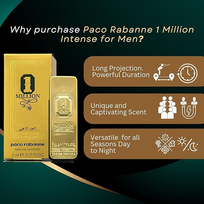 Paco Rabanne 1 Million Golden Oud Parfum Intense For Men, 5ml Miniature