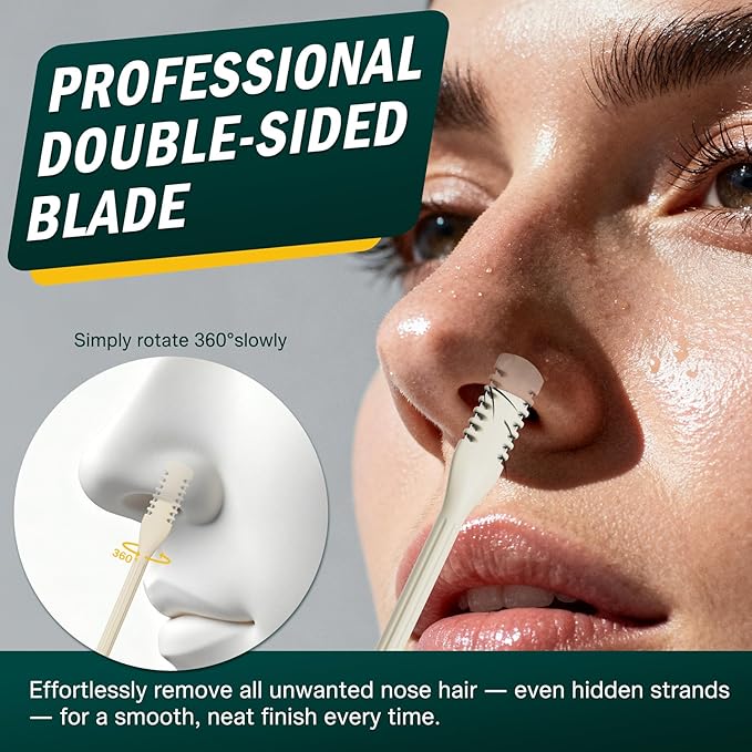 FVION Manual Nose Hair Trimmer (Pack of 4) - Rotating Nasal Hair Cutter with Ear Picker for Women and Men - Portable Nostril Hair Remover Tools