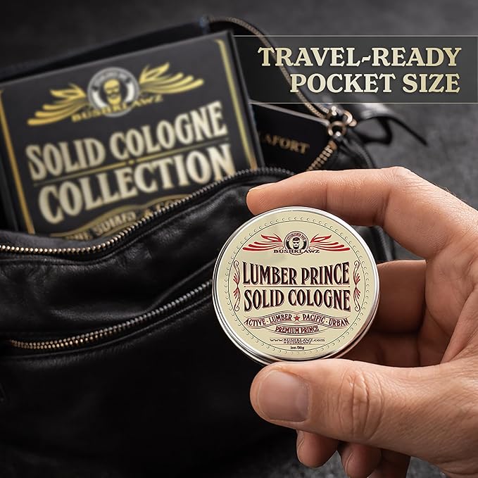 Premium Prince Solid Cologne 1 oz Variety Gift Set Alcohol Free Natural Concentrated Full Size Travel Friendly Tins Men's Fragrance 4 Manly Scents to Satisfy all Types of Viking Cannon Black Prime