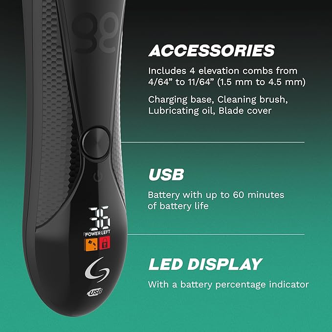 GA.MA Italy Eggo Body Trimmer for Men, Ceramic Blade for Sensitive Areas, LED Light, USB Rechargeable, 5600 RPM, Cordless Full Body Groomer with Guide Combs