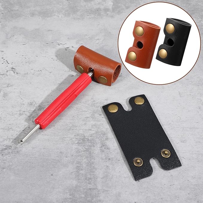 2PCS Safety Razor Cover,Leather Safety Razor Case, Double Travel Razors Cases with Snap Closure, for Men Travels Butterfly Shaver, Black, Brown