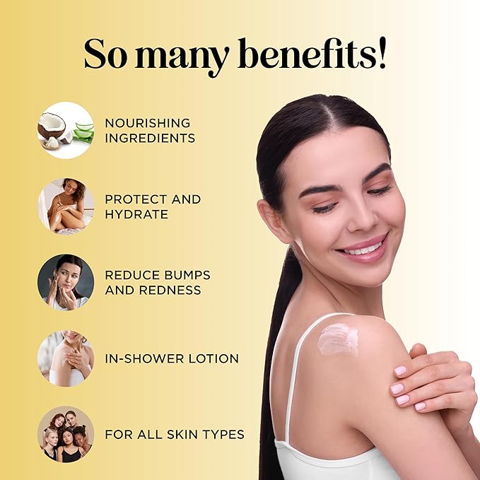 Bare After Shave Lotion for Women - Deep Hydration Wet Skin Moisturizer in Shower Lotion for Silky Smooth Skin with Shea Butter Jojoba Oil & Aloe Vera - In Shower Body Lotion Aftershave for Women