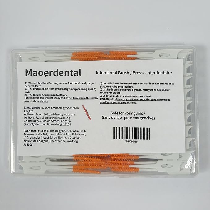 300 Pieces Dual-Use Interdental Brushes Soft Silicone, Disposable Dental Picks,Premium Dental Floss Picks for Effective Teeth Cleaning(300PCS Orange)