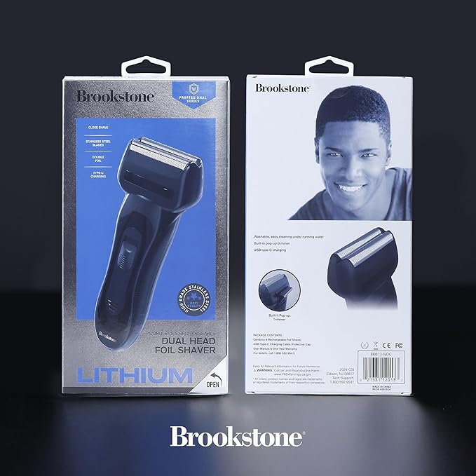 Brookstone - Electric Razor for Men, Foil Shaver, Precision Foil Blades, Comfortable Close Shave, Professional Quality (Black)