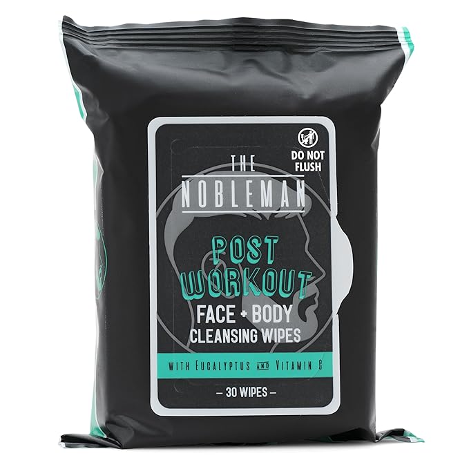 The Nobleman 4-Pack Face + Body Cleansing Wipes: 4 Post Workout Packs with Eucalyptus and Vitamin C (120 Ct.)