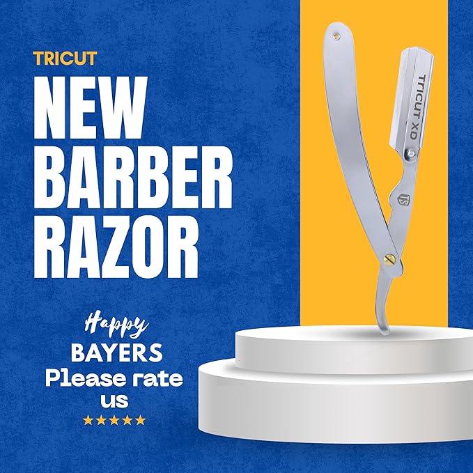 Barber Shaving Razor – Crown Finish Professional Straight Edge Razor for Men, Stainless Steel Barber Razor for Precise Shaving & Beard Styling