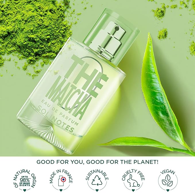 Solinotes Matcha Tea Perfume for Women, 1.7 Fl Oz/ 50 ML Eau De Parfum, Delicate Floral and Soothing Scent with Premium Ingredients - Clean Perfume, Cruelty Free, Vegan, Made in France