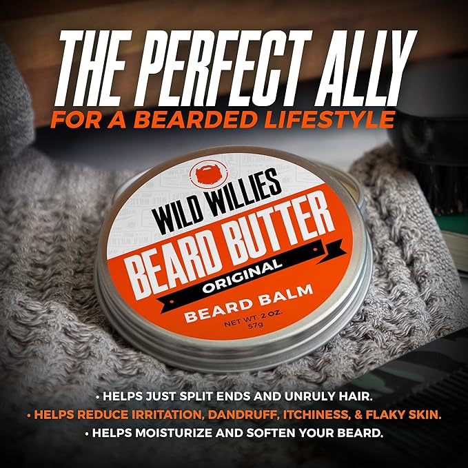 Wild Willies Beard Butter Leave-In Conditioner - Organic Beard Balm for Fast Beard Growth, Beard Care Softener - Beard Cream for Men to Remove Itch & Dandruff, Restores Moisture - 2 Oz (Pack of 2)
