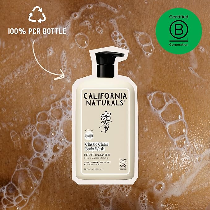 California Naturals Classic Clean Body Wash 2-Pack, Daily Cleansing Body Wash for Soft Healthy Skin, Naturally Scented, Vegan, Cruelty, Paraben & Sulfate Free, 20 oz