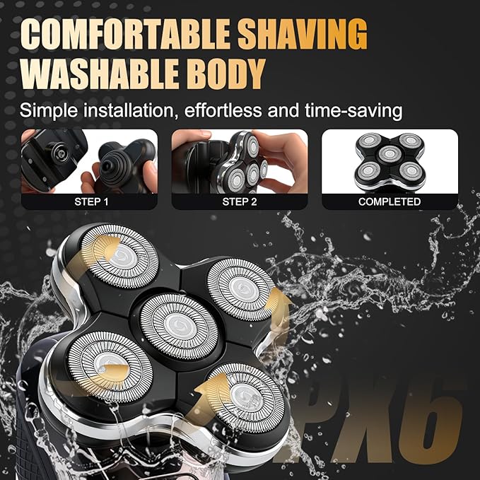 Upgraded Magnetic Replacement Heads for Skull Shaver, 5 Blades Compatible with Pitbull, Platinum Pro, Palm, Butterfly Kiss - Hypoallergenic Razor Heads (2Pack)