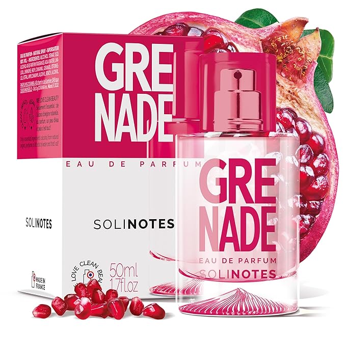 Solinotes Pomegranate Perfume for Women & Men, 1.7 Fl Oz/ 50 ML Eau De Parfum, Delicate Floral and Soothing Scent with Premium Ingredients - Clean Perfume, Cruelty Free, Vegan, Made in France