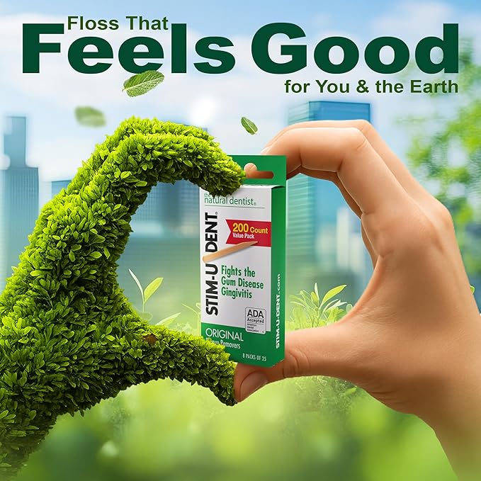 The Natural Dentist Stim-U-Dent Mint Dental Picks, Wooden Toothpicks for Food & Plaque Removal, Refreshing Mint Flavor, Travel-Friendly, 72 Packs of 25 Picks/Pack (600 Picks)